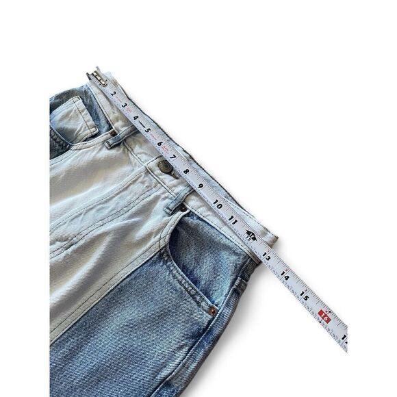 Pacsun Women's Mom Jeans Sz.26 Two Tone Cut and Sew Frayed High Rise Tapered - Picture 7 of 11